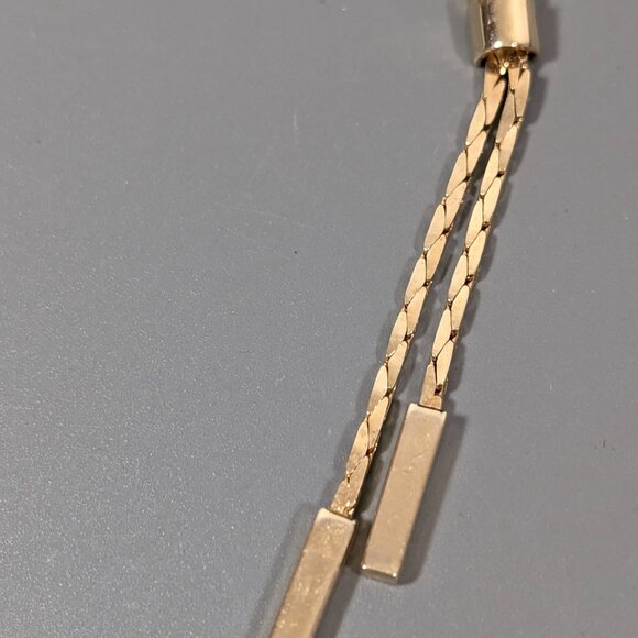 Vintage Gold Tone V Shape Faux Lariat Necklace Mid Century 16" - Picture 5 of 10